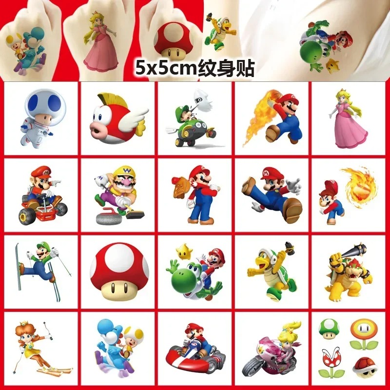 Tablet Cute Accessories - 20PCS 5CM*5CM Cartoon Mario Bros Tattoo