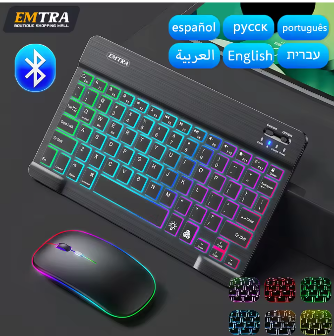Tcl Tablet Accessories - Backlit Backlight Bluetooth Keyboard Mouse For