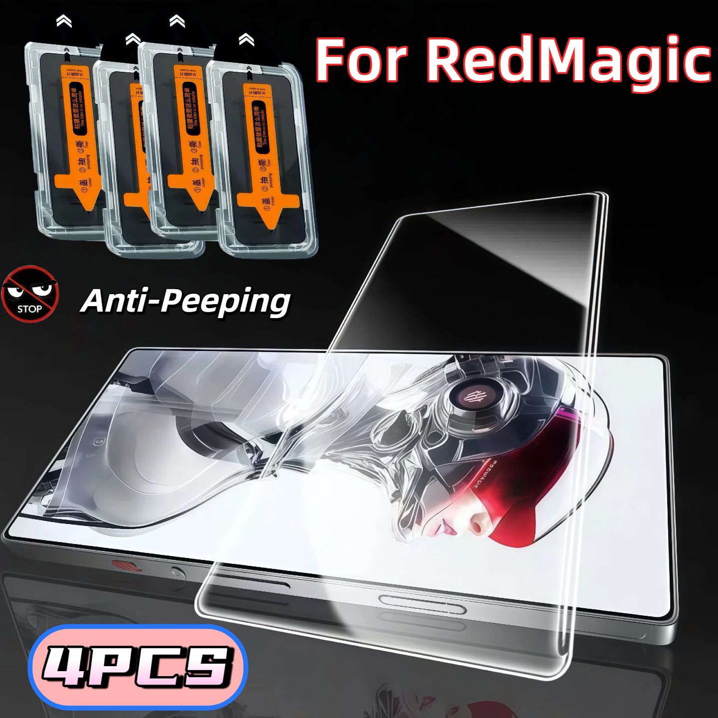 Redmagic Tablet Accessories - 4Pcs Anti-Peeping Tempered Glass Screen Protector